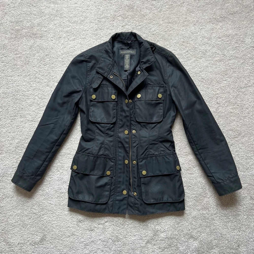 Banana Republic Utility Military Jacket Black Size 0 XS